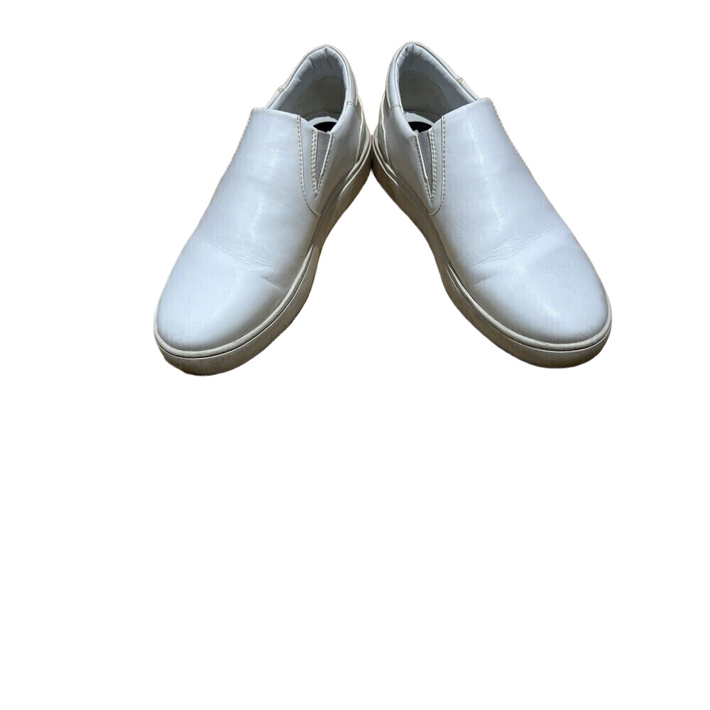Thousand Fell Womens Size 9.5 Slip On Shoes White Navy Blue Detail Vegan Made - Picture 6 of 9